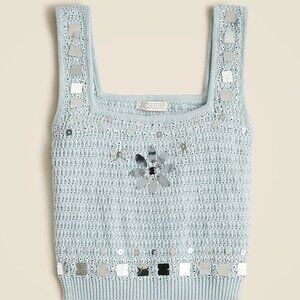 J. Crew Sweater-tank with hand-embellished mirrors Size XS
